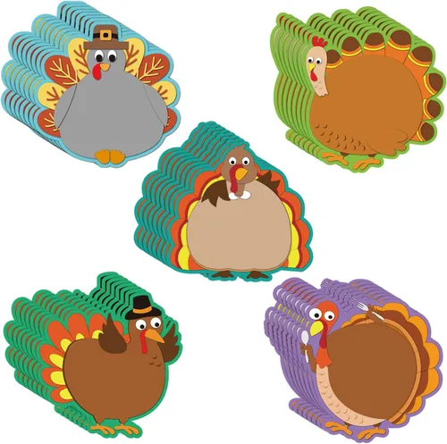 Blulu 40 recortes de pavo de Acción de Gracias, versátiles decoración de aula, recortes creativos de pavo para tablón de anuncios, aula, escuela,