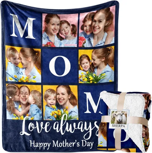 Miniatura 28 de Manta personalizada con imagen, manta de forro polar Sherpa personalizada, manta gruesa y cálida de felpa, personalizada para pareja, novia, novio