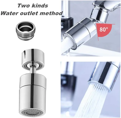 Miniatura 5 de Aireador de grifo giratorio de 360 grados, doble función de ahorro de agua de ángulo grande de 2 flujos, con pieza de repuesto de grifo de junta