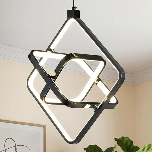 Miniatura 21 de Lámpara LED moderna con anillo dorado, lámpara colgante de 4000 K, regulable en altura ajustable, iluminación colgante para comedor, cocina, isla