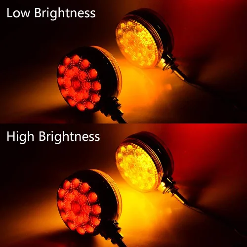 Miniatura 2 de 4 piezas de luces de parada y cola redondas de doble cara con 42 LED, rojas, y lámpara de estacionamiento y señal de giro trasera ámbar, compatibles