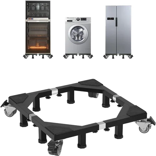 Miniatura 9 de Soporte móvil de acero resistente para nevera, base móvil con ruedas, soporte ajustable para lavadora, base multifuncional para muebles para nevera