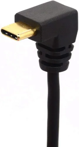 Miniatura 4 de Cable de extensión USB tipo C de 9.8 in, chapado en oro, USB 3.0 macho a 90 grados hacia arriba en ángulo descendente, cable tipo C, cable adaptador