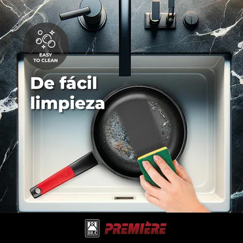 Miniatura 5 de BRA Juego de sartenes antiadherentes de aluminio fundido de 7.9-9.4 in rojo [Exclusivo de Amazon]