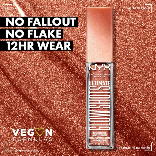 Miniatura 3 de NYX PROFESSIONAL MAKEUP Ultimate Glow Shots, sombra de ojos líquida, sombra de ojos brillante de larga duración con vitamina C - Clementine Fine