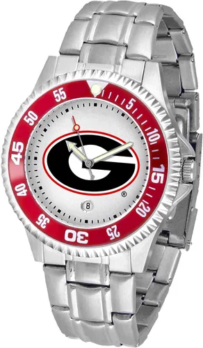 Miniatura 46 de SunTime Reloj de cuarzo de 1.575 in para hombre, correa de acero inoxidable de 0.787 in, esfera Gameday Tulane ola verde