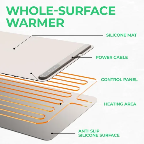 Miniatura 5 de EconoHome Bandeja de calentamiento eléctrica, tapete eléctrico de superficie completa para calentar alimentos, calentamiento rápido, enrollable