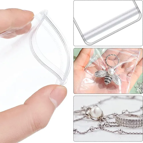 Miniatura 3 de GSXRB Pequeñas bolsas de joyería de PVC - Bolsa de embalaje para anillos y aretes (100 unidades, 2.36 x 3.15 pulgadas)
