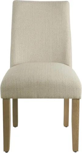 Miniatura 206 de Homepop Silla de comedor con detalles festoneados, sillas de comedor Parsons tapizadas, muebles decorativos para el hogar, tejido gris claro
