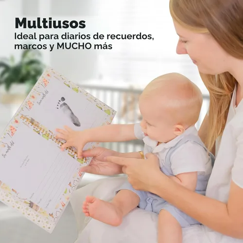 Miniatura 8 de Kit de 4 manos y huellas de bebé sin tinta, almohadilla de tinta sin desorden para recuerdos de recién nacidos, kit de huellas de nariz de perro