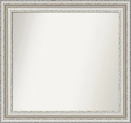 Miniatura 341 de Amanti Art Espejo de baño plateado para sobre el fregadero, 26 x 26 pulgadas, espejo cuadrado de plata antigua, marco de madera tradicional mediano
