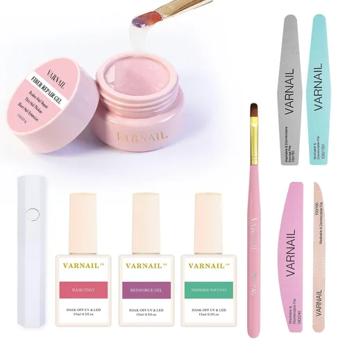 Miniatura 5 de VARNAIL Kit de extensión de uñas, gel de construcción sólido, gel de construcción de uñas no pegajoso con gel básico y herramientas, lámpara