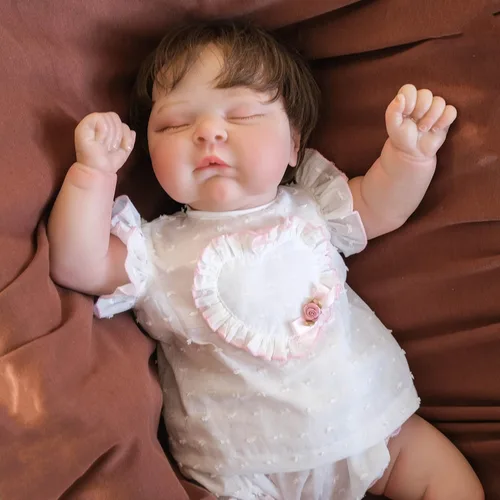 Miniatura 6 de Angelbaby Muñecas de bebé Reborn de la vida real de 20 pulgadas, muñeca realista de silicona de vinilo suave muñeca de bebé durmiendo, muñecas