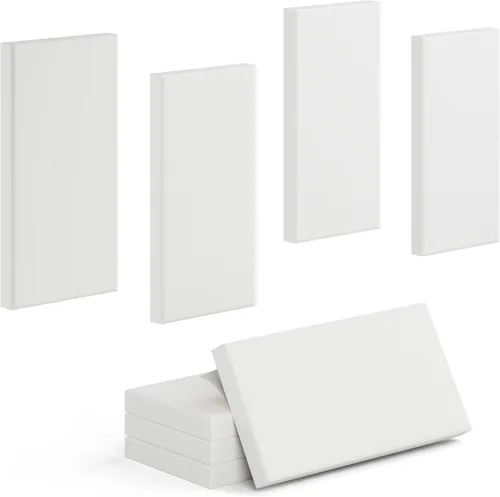 Paquete de 4 paneles acústicos de núcleo de alta densidad con cubierta de tela, 24 x 12 x 2 pulgadas, paneles de pared autoadhesivos insonorizados y