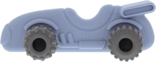 Miniatura 2 de Nuby Juguete mordedor de silicona para bebés – Coche de dentición texturizado con ruedas móviles, fácil de sostener, alivia las encías doloridas
