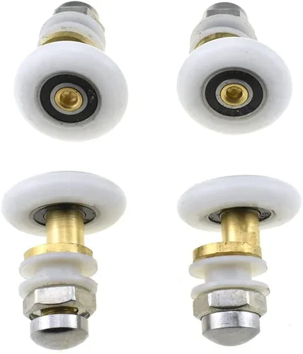 Hahiyo Ruedas para puerta de ducha de latón de 0.787 in de diámetro con tornillos de acero inoxidable, rodillos de nailon duradero, rodamientos de