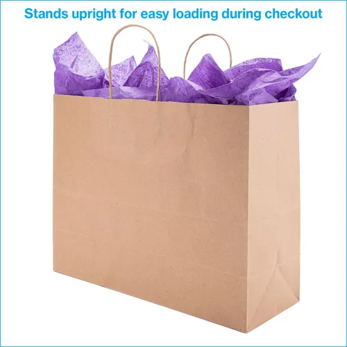 Miniatura 2 de Bolsas de compras grandes de papel kraft marrón natural (16 pulgadas de largo x 6 pulgadas de profundidad x 12 ½ pulgadas de alto), caja de 250
