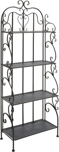 Miniatura 10 de SAFAVIEH Tyrique - Estante de hierro forjado victoriano rústico marrón rústico de 4 niveles, soporte de metal para plantas, estante para panadero
