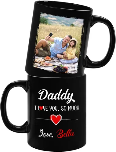 Miniatura 8 de Taza de café negra con nombre personalizado de 11 onzas, 15 onzas, taza de café con definición de papá para papá, regalo para papá nuevo, taza