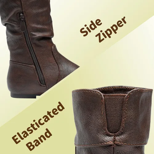 Miniatura 3 de DREAM PAIRS - Botas de invierno para montar en bicicleta para niñas, altura hasta la rodilla, piel sintética (niñas pequeñas, medianas y grandes)