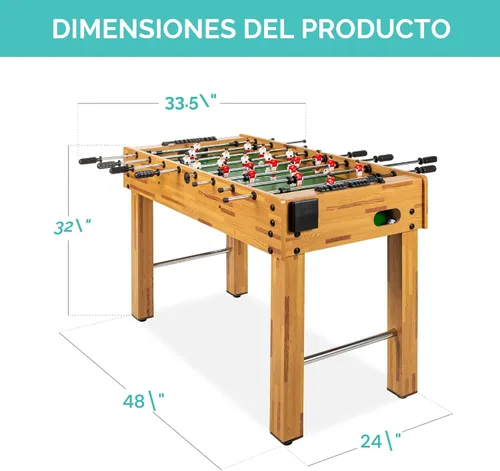 Miniatura 7 de Best Choice Products Mesa de futbolín para niños y adultos, mesa de juegos de fútbol con 2 bolas, 2 soportes para tazas, asas ergonómicas, barras