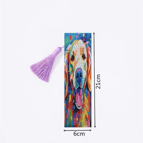 Juego de 3 piezas de pintura de diamantes de dibujos animados para perros con borla, marcapáginas de cuero para bricolaje, manualidades, pintura de