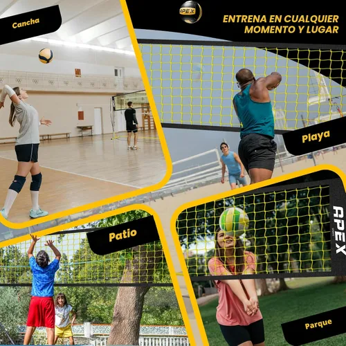 Miniatura 6 de Apex Sports Red de voleibol para entrenamiento – 12 pies de ancho, altura ajustable portátil de 7.4 a 8 pies – Incluye estacas de tierra, bolsa