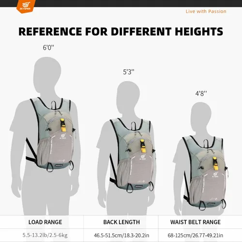 Miniatura 2 de SKYSPER Mochila de senderismo pequeña – Mochila de viaje de 15 L, ligera, resistente al agua, mochilas de senderismo para mujeres y hombres