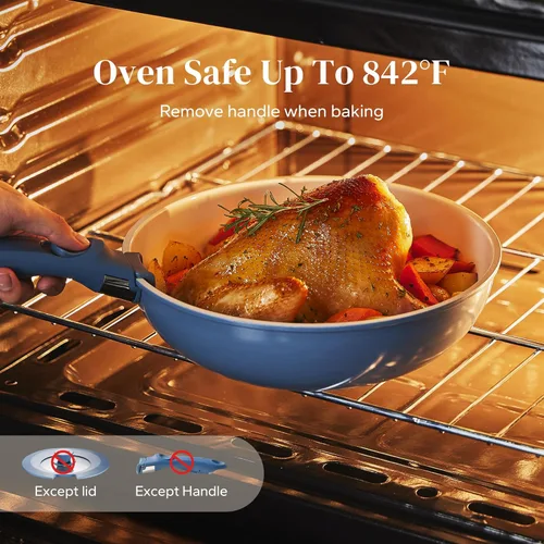 Miniatura 3 de Redchef - Juego de utensilios de cocina de cerámica, ollas y sartenes antiadherentes con mango extraíble, juego de utensilios de cocina Rv, juego