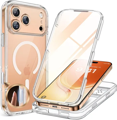 Miniatura 75 de Miracase Funda para iPhone 13 de 6.1 pulgadas, [sin burbujas] funda de teléfono de cuerpo completo con pantalla de vidrio completa integrada, sin
