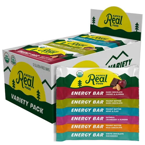 Kate's Real Food Barras orgánicas de granola – Paquete variado de aperitivos y compartidos (2.2 onzas, paquete de 12) – Barras energéticas orgánicas