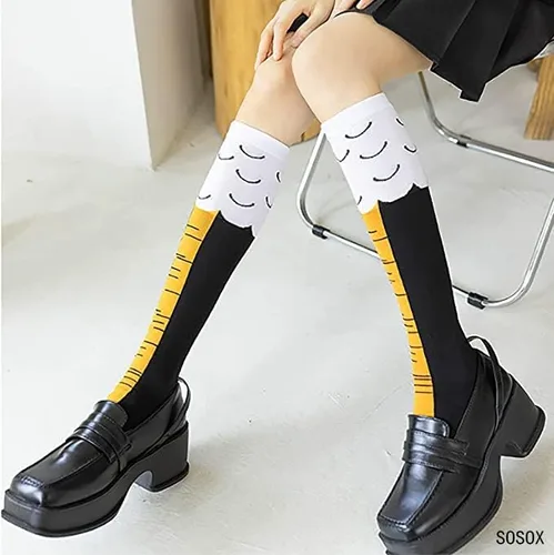 Miniatura 6 de Calcetines de patas de pollo divertidos y locos por encima de la rodilla de 21.65 pulgadas, regalos divertidos para fiestas, calcetines novedosos