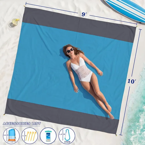 Miniatura 2 de Famstar Beach Blanket Oversized Extra Large 78"X81"/10'X9',Waterproof Sandproof Beach Blanket 2-8 Adults Lightweight Durable for Travel Camping