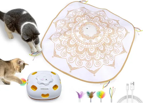 ORSDA Juguetes para gatos de interior, juguetes interactivos 4 en 1 para gatos, juguete automático para gatos, juguete para gatitos, juguete de