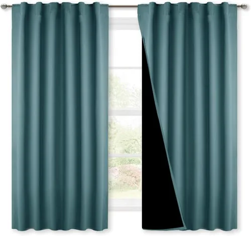 Miniatura 26 de NICETOWN Paneles de cortinas totalmente opacas para dormitorio que reducen el frío, cubiertas de ventana súper gruesas aisladas, cortinas Biscotti
