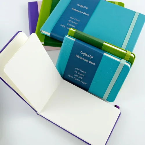 Miniatura 6 de CuppaClip Papel de acuarela de algodón prensado en caliente con bolsillo interior, cuaderno de bocetos de acuarela, diario como cuaderno de viaje