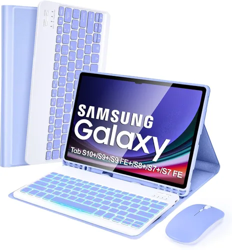 Miniatura 9 de SOPPY Teclado retroiluminado de 7 colores con mouse para Samsung Galaxy Tab S6 Lite de 10.4 pulgadas 2022/2020 (SM-P610/P613/P615/P619), funda