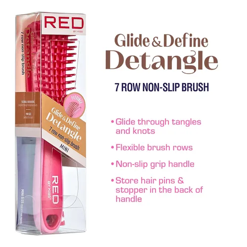 Miniatura 2 de Red by Kiss Glide & Define Cepillo desenredante antideslizante para el cuidado natural del cuero cabelludo (tamaño de viaje) cerdas resistentes al