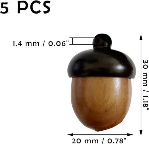 Miniatura 2 de metulip 5 dijes colgantes de bellotas de madera desmontables para manualidades, manualidades, joyería, llavero, collar, manualidades