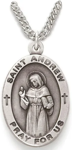 True Faith Jewelry Customizable Sterling Silver Oval Patron Medal, 78 Inch