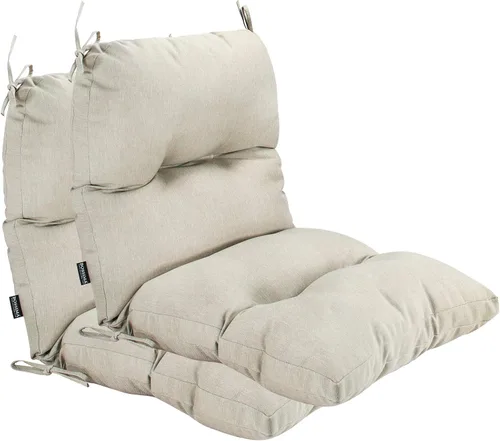 Miniatura 15 de Cojines para sillas de exterior, resistentes a la decoloración, cojín copetudo de repuesto para silla de comedor de patio, juego de 2, respaldo Negro