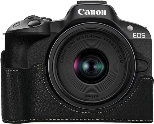 Funda para cámara Canon EOS R50 Half Cover Case Grip BEADY PU Leather EOS r50 Funda protectora negra