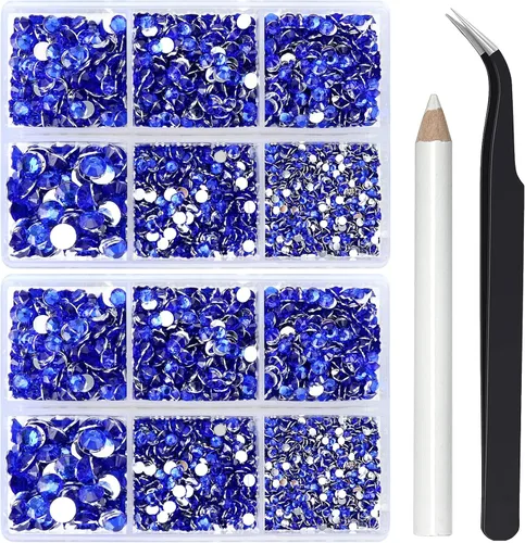 Miniatura 37 de Briskbloom 10000 piezas de diamantes de imitación con parte posterior plana para manualidades, zapatos, ropa, kit de circonita azul/circonita azul