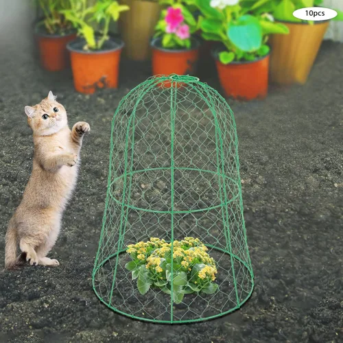 Miniatura 4 de Paquete de 10 Cloches de alambre de pollo para jardín, 12.99 pulgadas de profundidad x 15.75 pulgadas de alto, protectores y cubiertas de plantas
