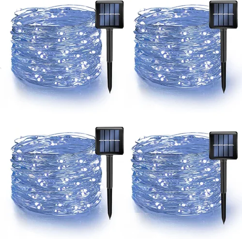 Miniatura 12 de Luces Solares de Halloween Moradas y Naranjas para Exteriores, Total 80 Pies 240 LED Solares Impermeables Luces de Hadas 8 Modos Luces de Alambre
