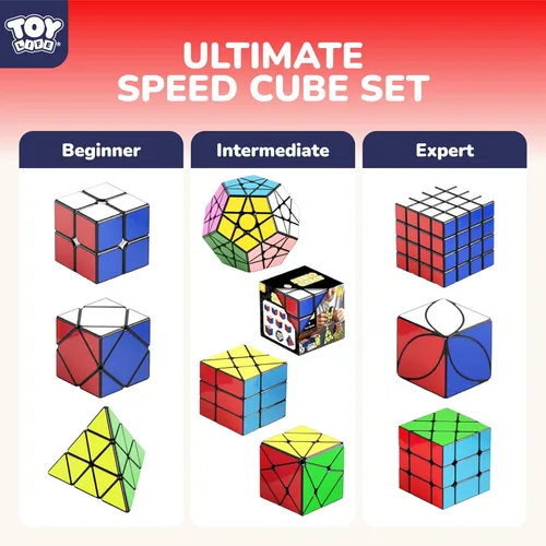 Miniatura 4 de STEAM Life Juego de cubos de velocidad, paquete de 10 unidades, variedad de formas, tamaños y niveles de dificultad – Incluye 2x2, 3x3, pirámide