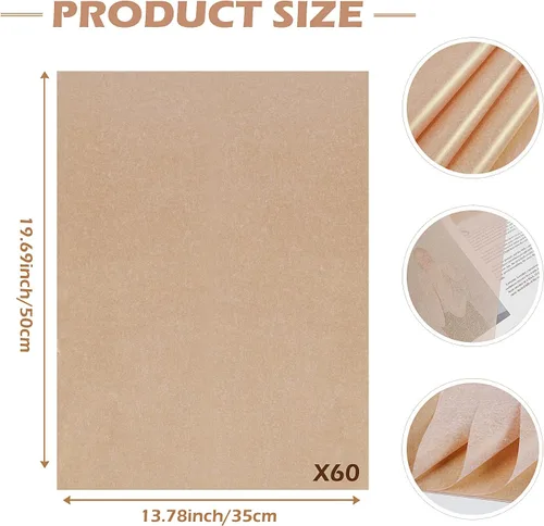 Miniatura 6 de Papel de seda metálico de oro rosa, 60 hojas de papel de seda de oro rosa brillante para bolsas de regalo, manualidades, envoltura de regalos