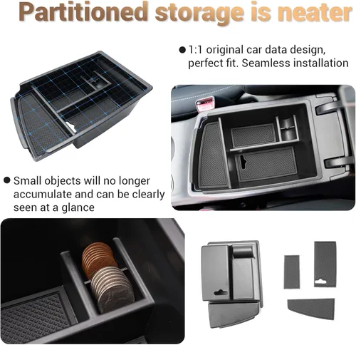 Miniatura 4 de YEE PIN Kia Niro - Organizador de consola central – Bandeja de almacenamiento para consola de reposabrazos para accesorios Kia Niro 2016 2017 2018