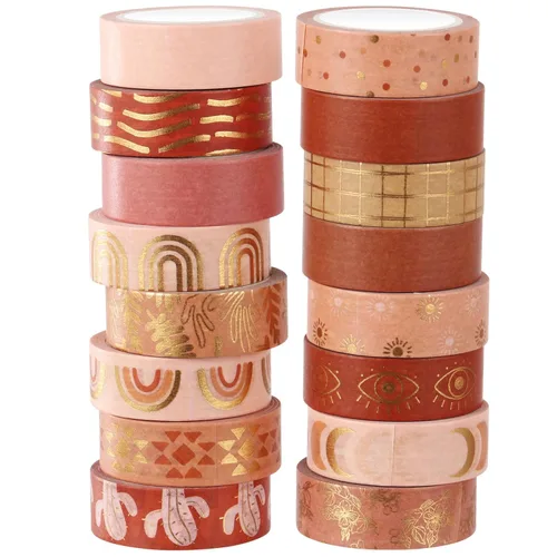 Henoyso Juego de 16 rollos de cinta washi en colores pastel, 0.591 in de ancho, 23.0 ft de largo, cinta adhesiva bonita a granel para artes,