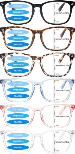 Miniatura 10 de Paquete de 5 lentes de lectura con bloqueo de luz azul, lectores de bisagra de resorte para mujeres y hombres, anteojos nerd con filtro anti rayos